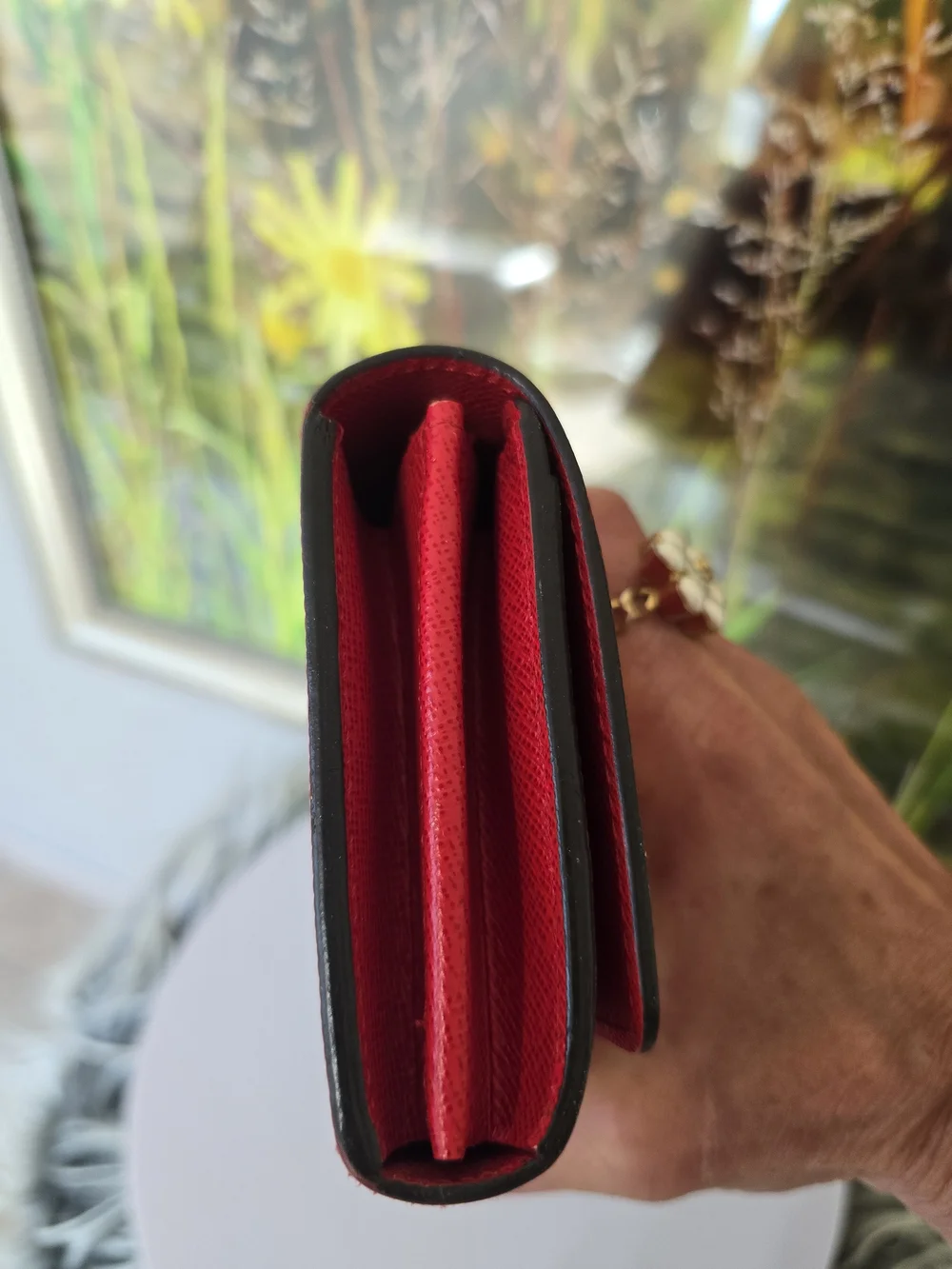 Louis Vuitton Coquelicot Red Epi Leather Louise Long Flap Wallet LV Logo